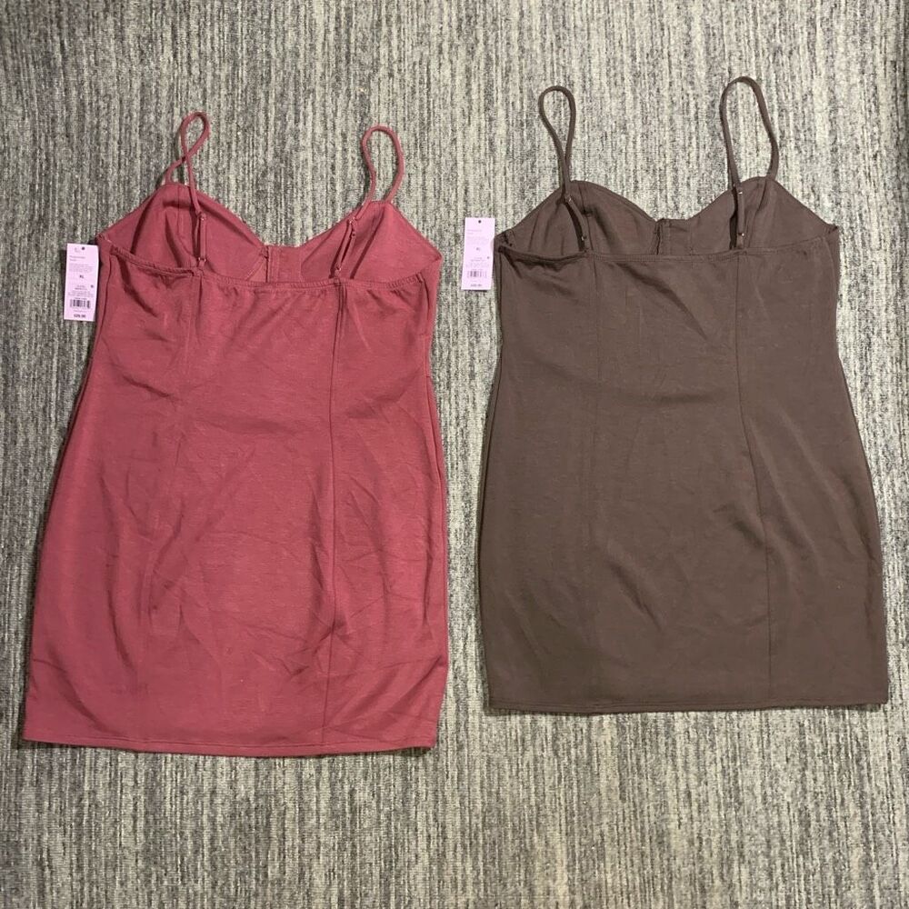 Brand New Lot of 2 Wild Fable Women L Maroon Brown Corset Mini Sleeveless Dress